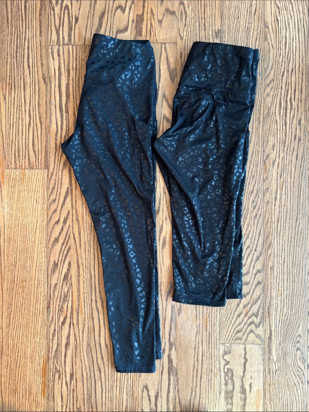 Black Glossy Leopard Print Leggings Bundle of 2. Size XL